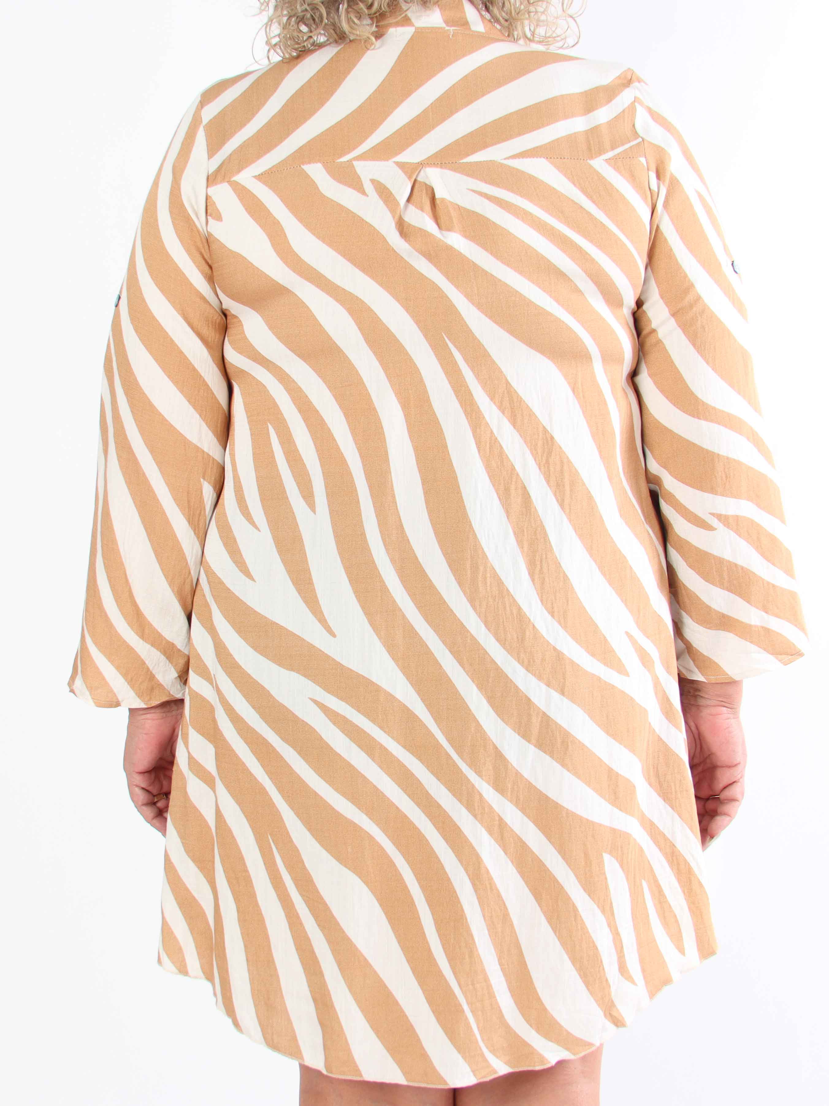 Luna - Randig plus size tunikaklänning i viskos